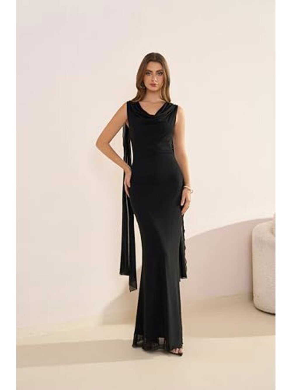 Parthea Black Formal Maxi Dress Size L - 1529